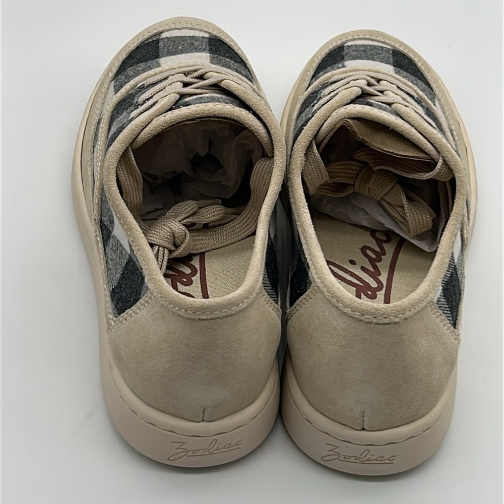 Zodiac Cheezburger Plaid Lace-Up Sneakers Women’s Size 7M Black White Tan NWB - Picture 7 of 11